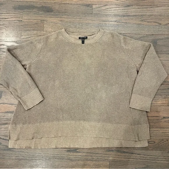 Eileen Fisher Sweater 100% Organic Cotton Knit Women’s XL Taupe Quiet Luxury - Picture 3 of 7